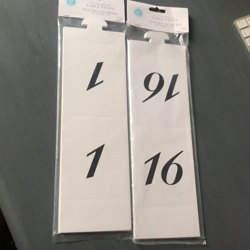Table numbers tents